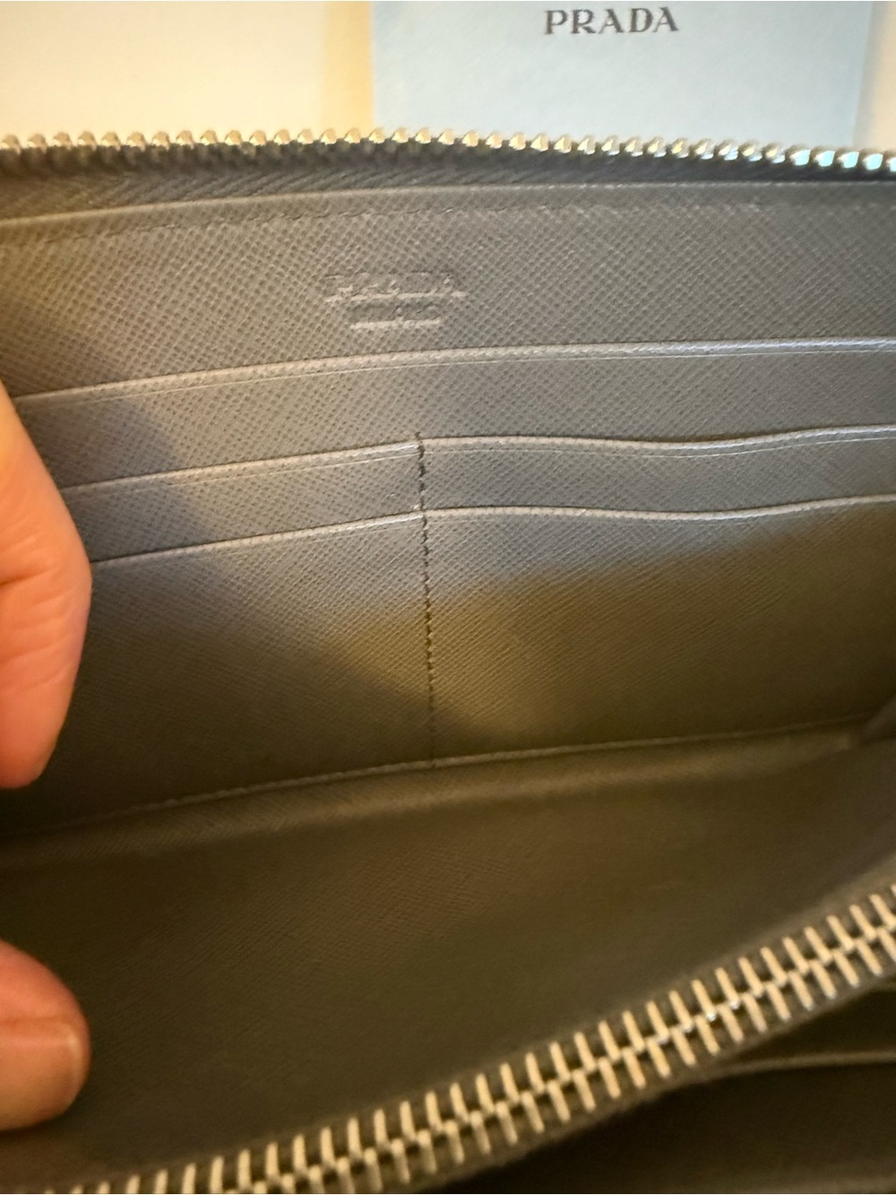 Prada Large Continental Women’s Wallet in Grey  Saffiano Leather - Picture 11 of 13